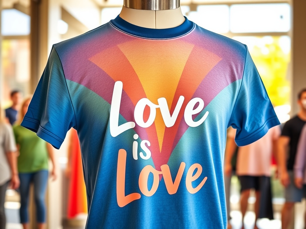 A colorful Abercrombie & Fitch Pride Graphic T-Shirt featuring the text 'Love is Love'.
