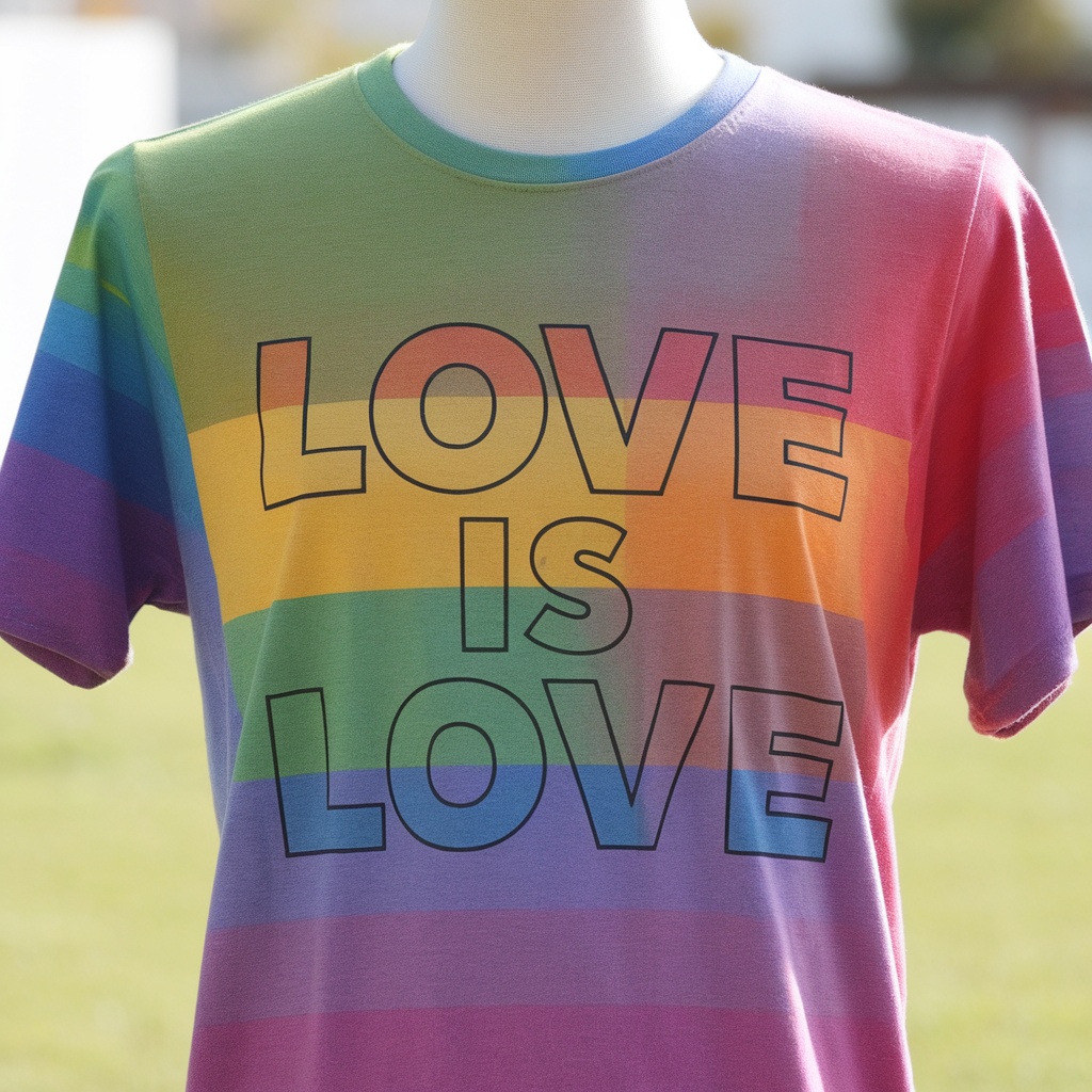 Colorful Love Is Love Rainbow Pride T-Shirt on display