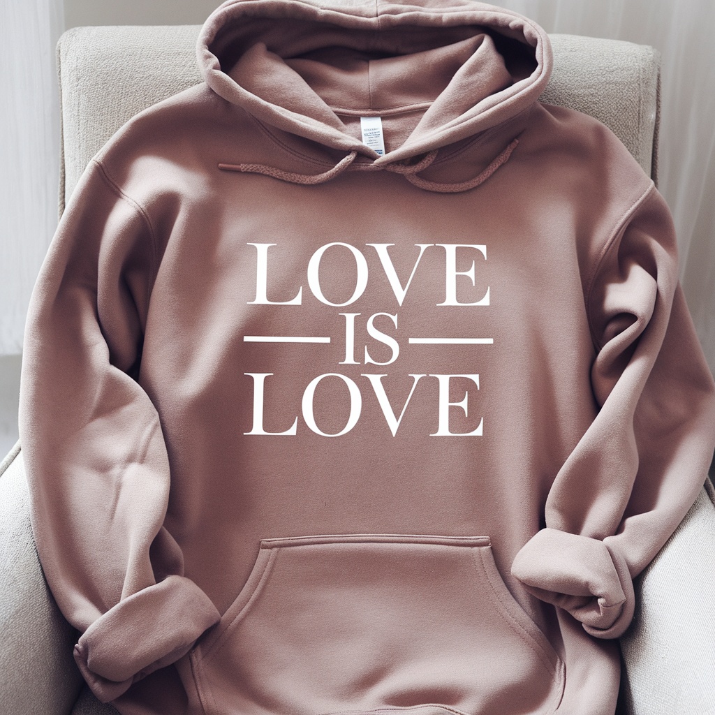Love Is Love hoodie displayed on a chair