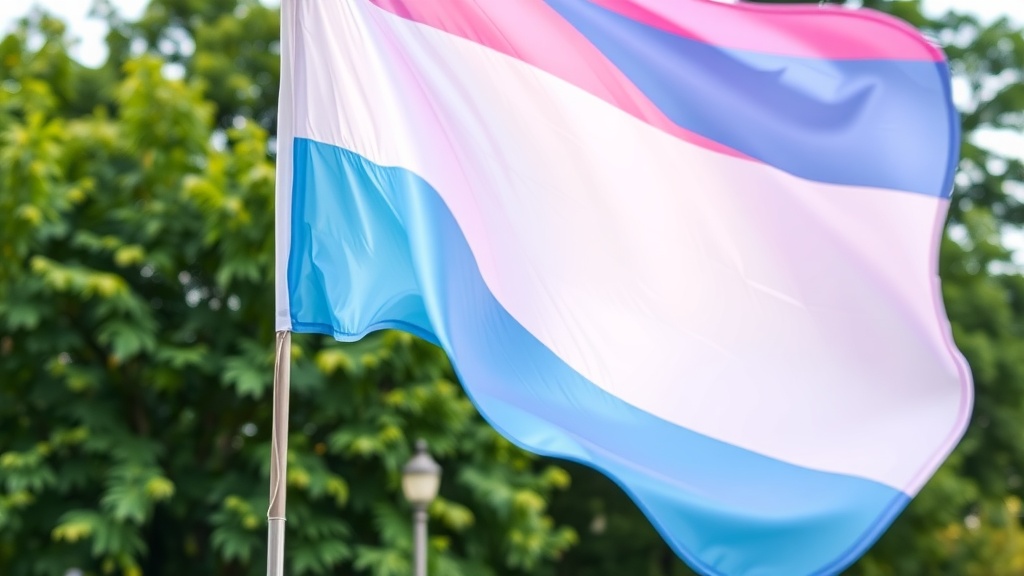 Group of diverse individuals smiling and holding a rainbow flag