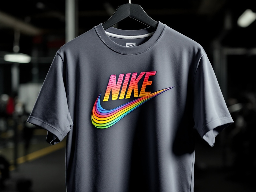 Nike Pride T-Shirt hanging on a hanger