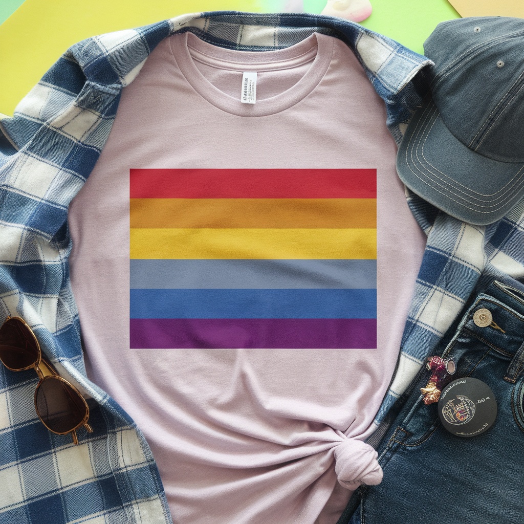 Transgender pride t-shirt displayed with casual clothing items