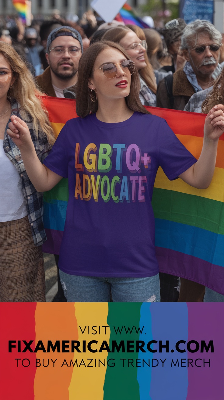 LGBTQ+ Advocate T-Shirt worn at a pride event