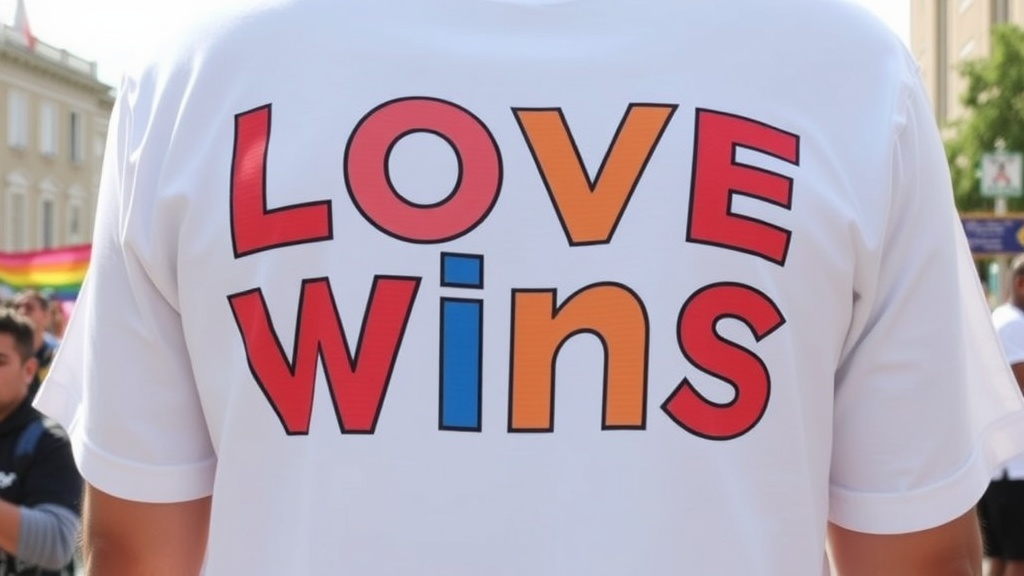 Pride Love Wins T-Shirt with colorful lettering