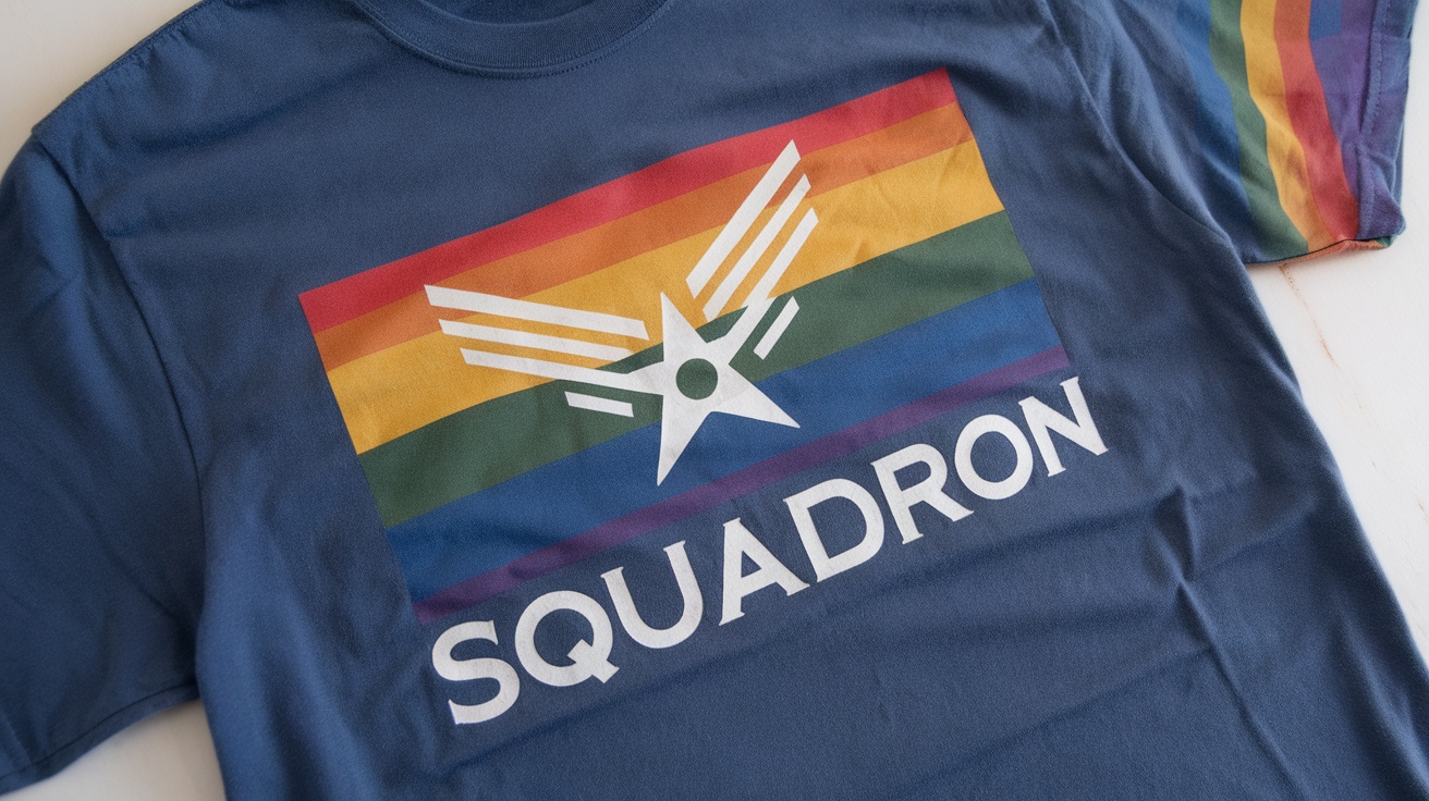 Pride Squadron T-Shirt featuring rainbow colors and star design