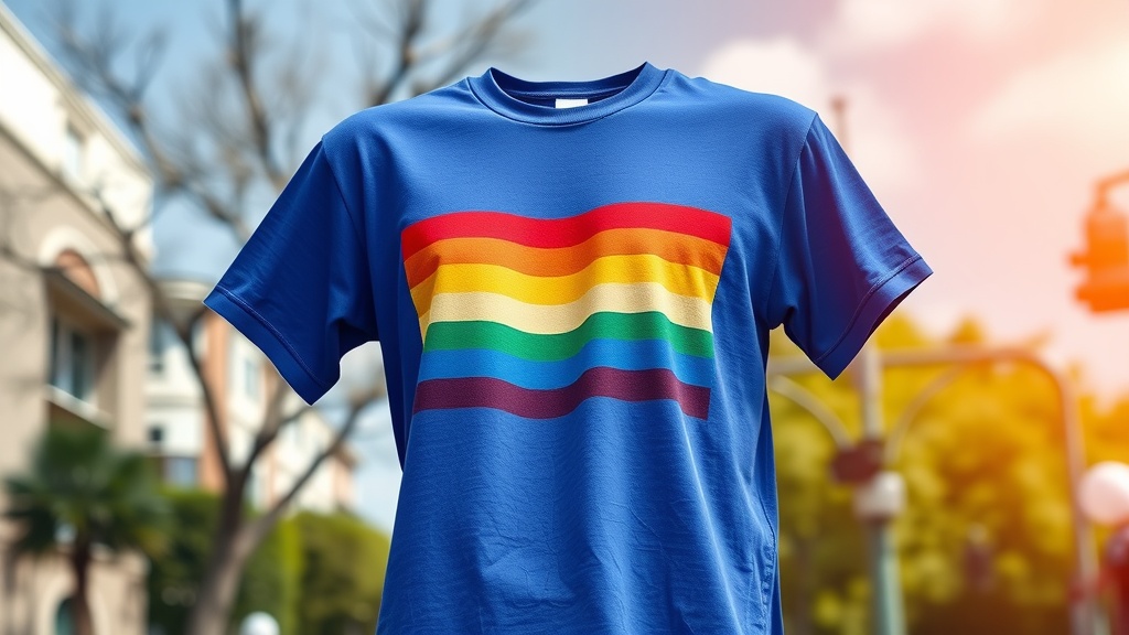 Rainbow Pride Flag T-Shirt displayed outdoors