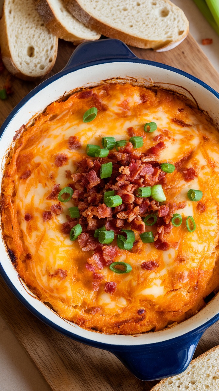 Baked Buffalo Chicken Dip with Cheese Layer