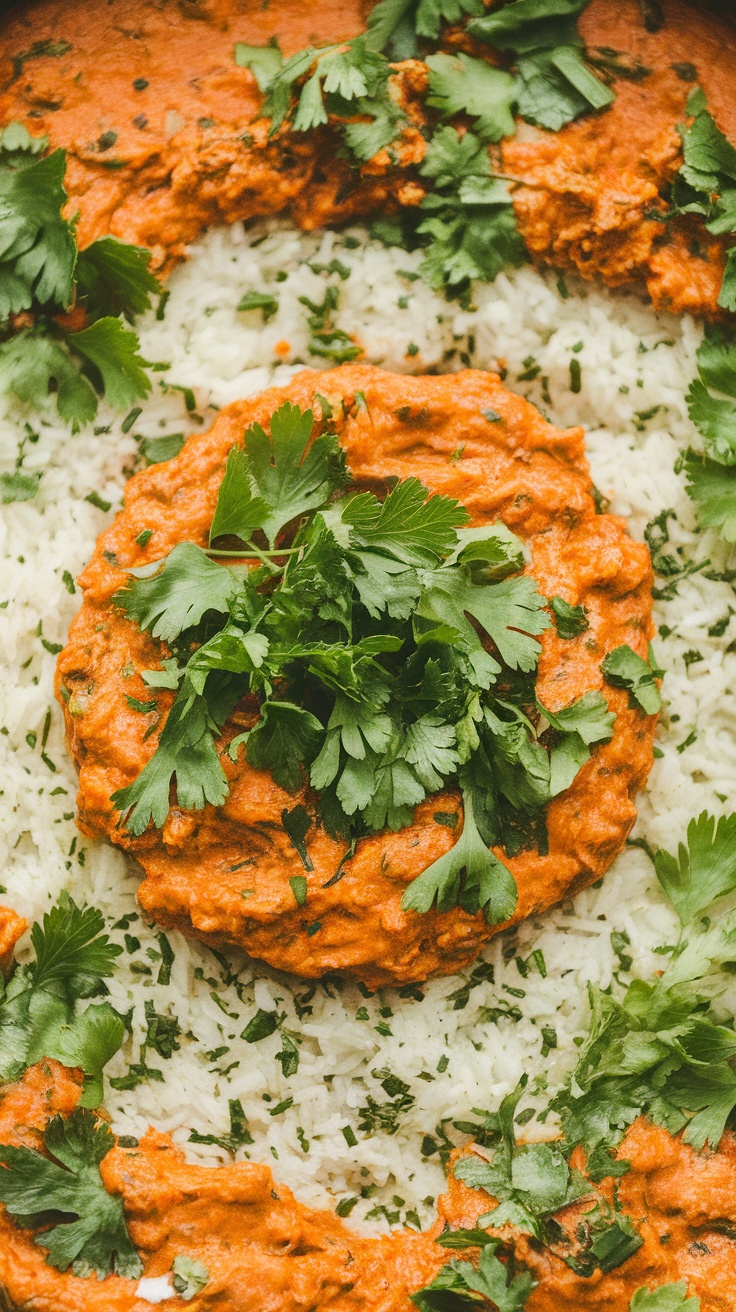 Buffalo chicken dip served with cilantro lime rice