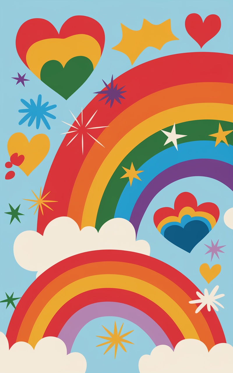 A colorful rainbow wallpaper with an uplifting design