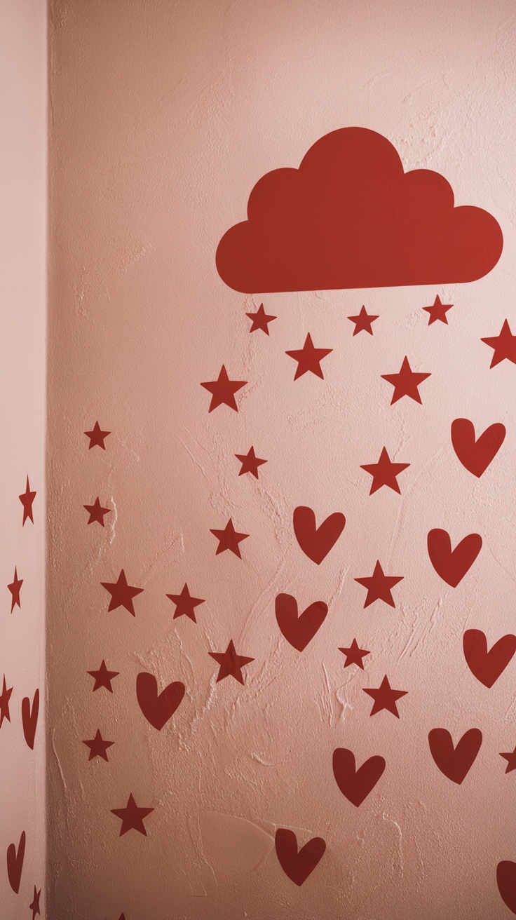 Cherry red decals and stickers for bathroom decor.