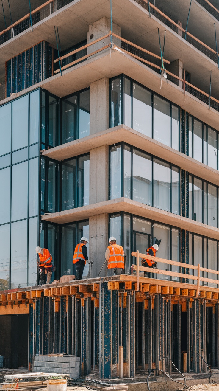 Construction workers renovating a building for condo conversions
