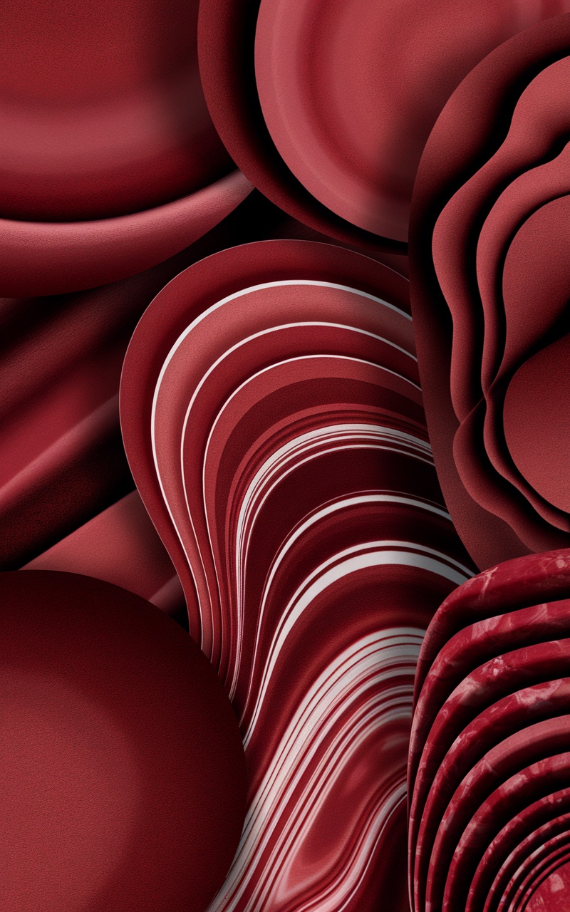 A collection of dark cherry red gradient textures with varying shapes and designs