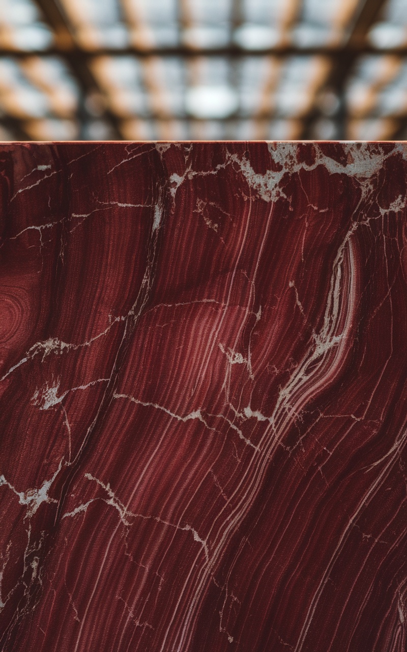 Dark cherry red marble texture with white veins.