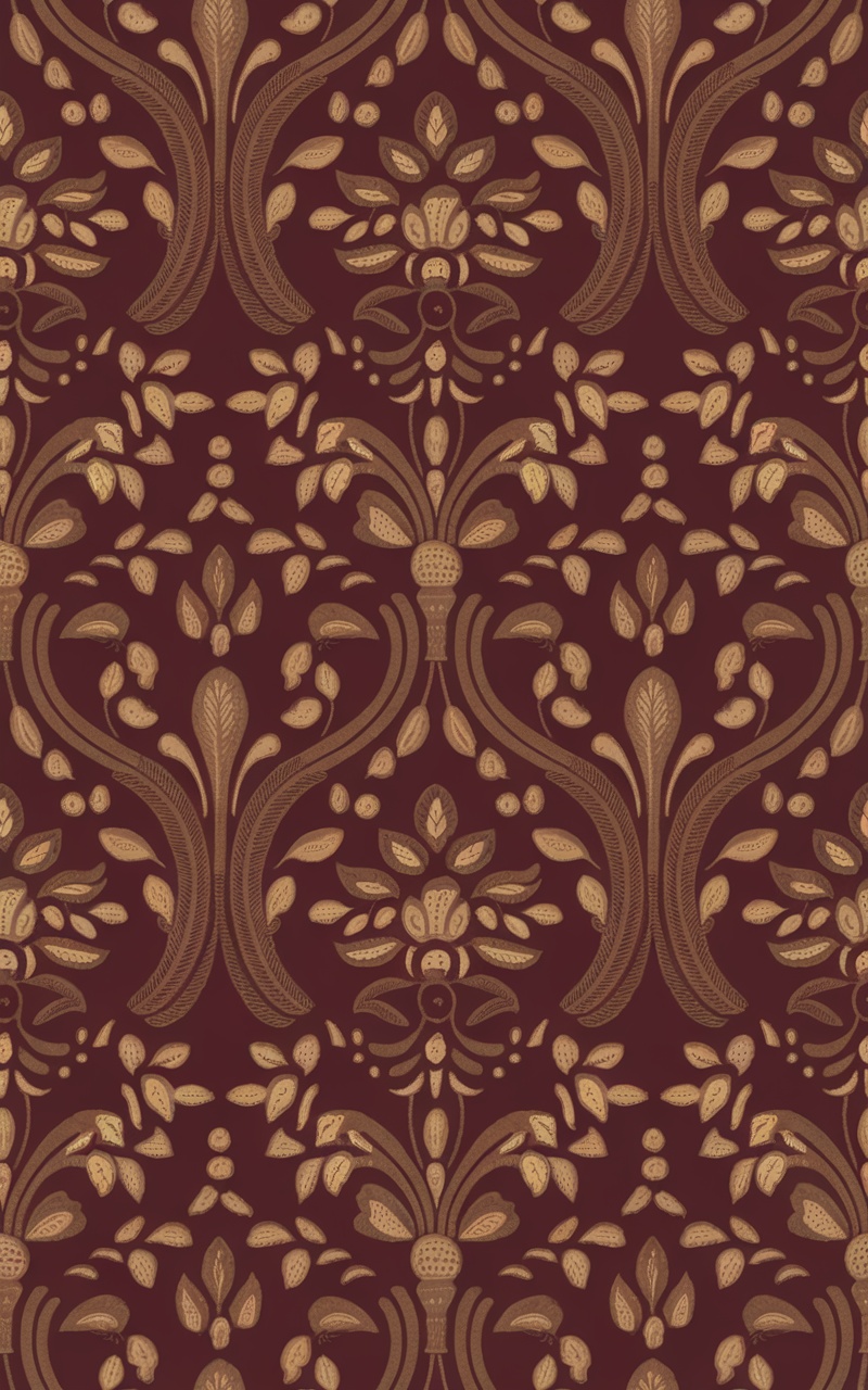 Dark cherry red vintage wallpaper with floral patterns