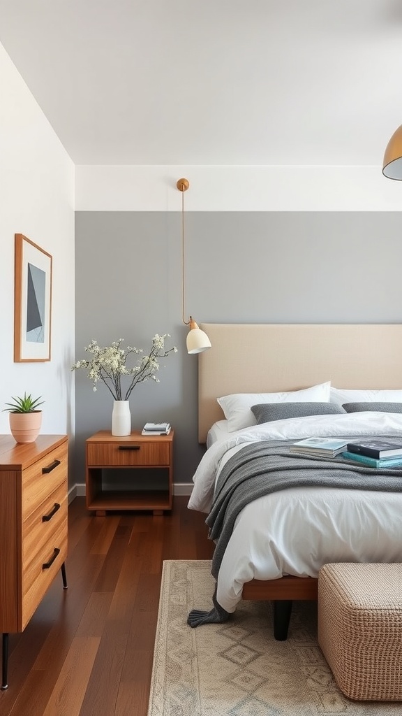 Minimalist bedroom with soft colors and natural light