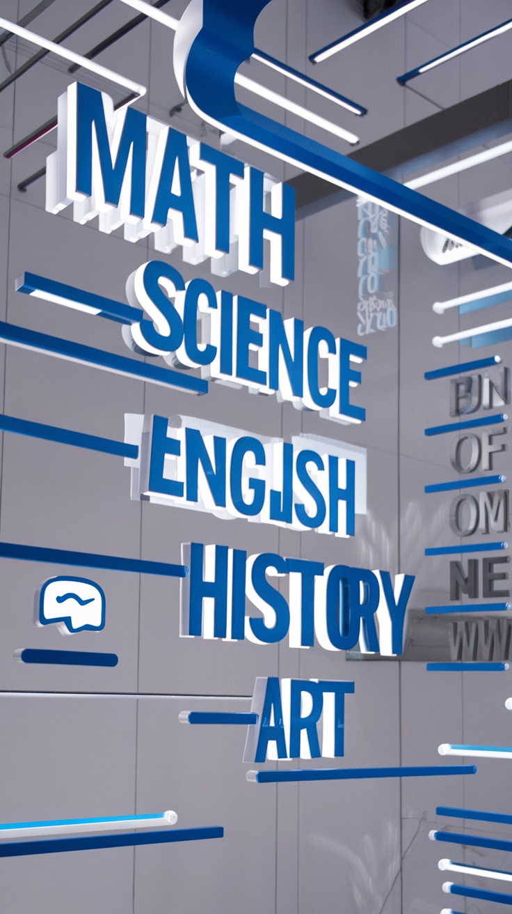 A vibrant classroom scene with illustrations representing various subjects like science, art, and history, showcasing the concept of online tutoring.