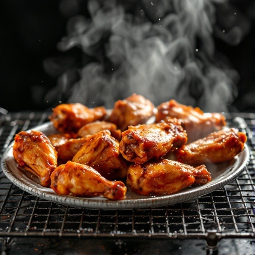 A plate of crispy honey buffalo wings served hot.