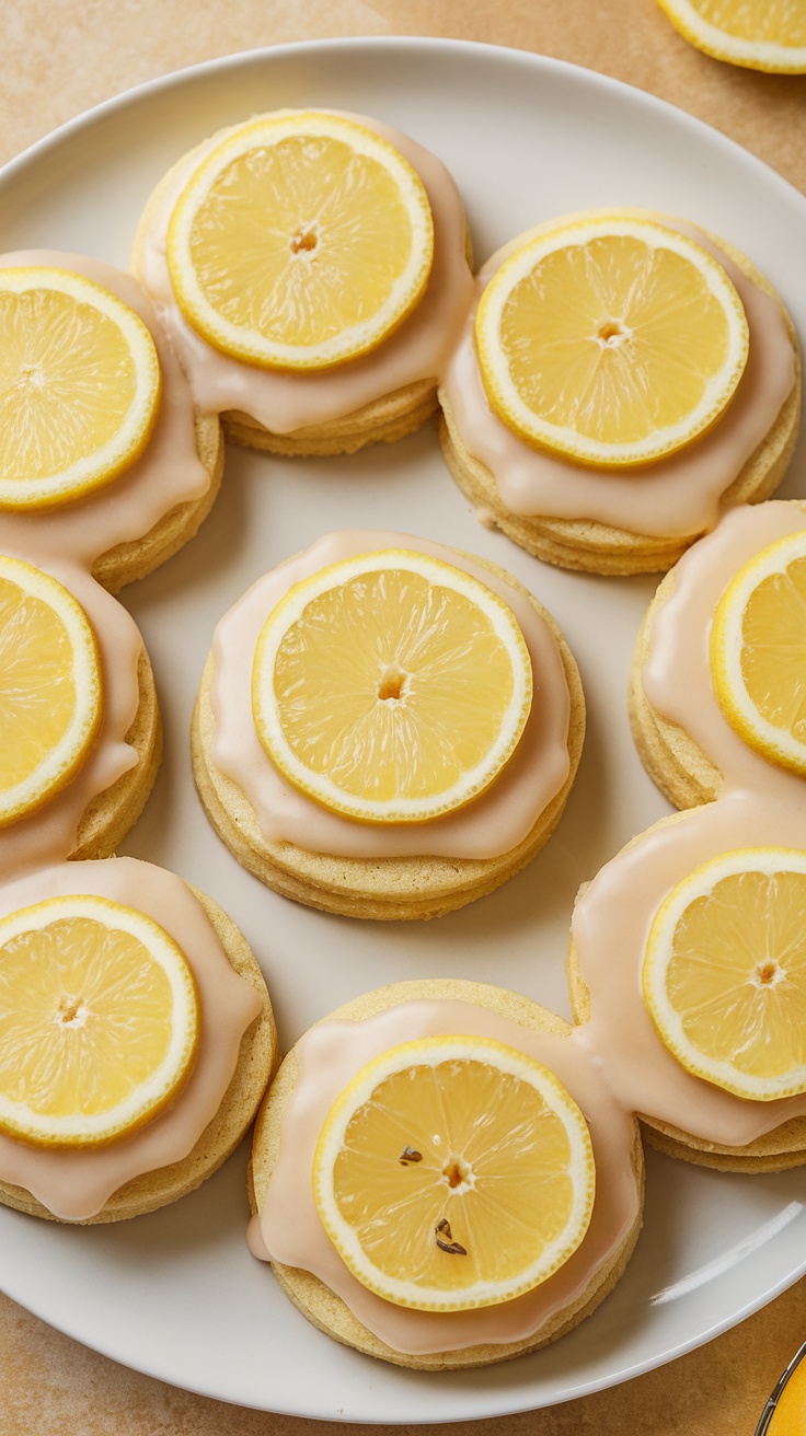 Lemon Zest Cookies arranged on a plate