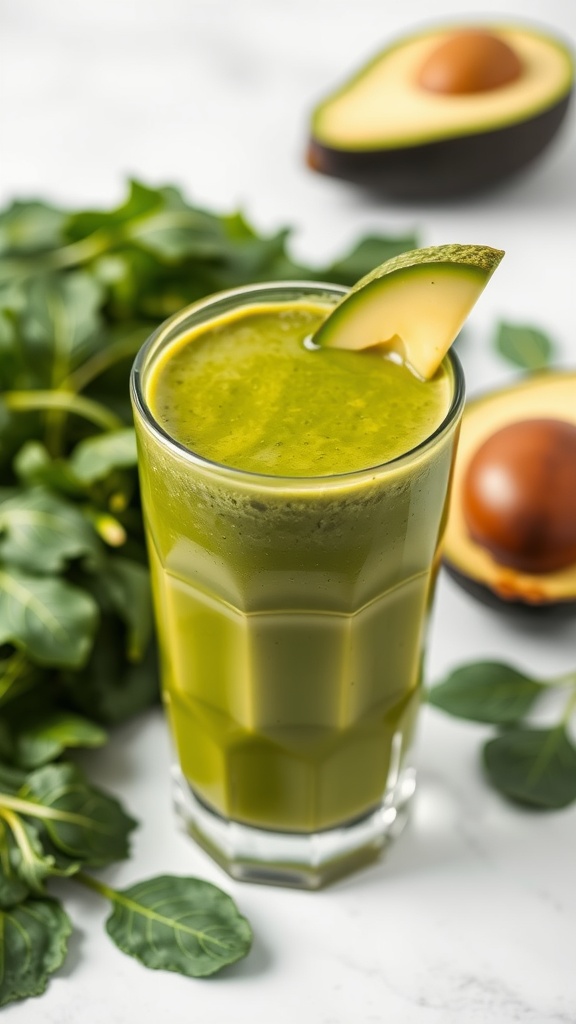 A refreshing green smoothie with spinach and avocado