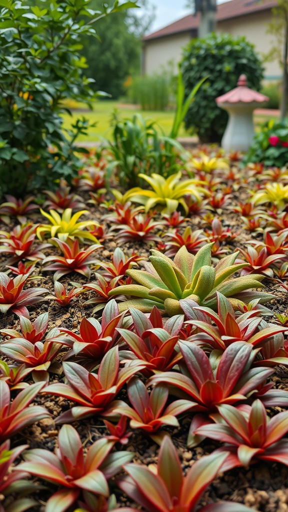 Colorful ground cover plants in a garden setting