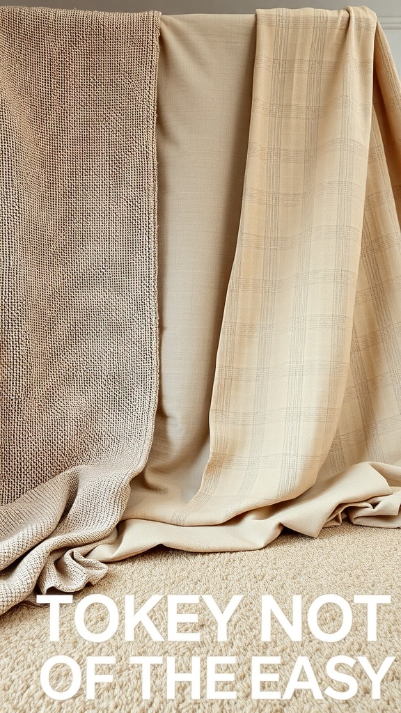 Various beige fabrics showcasing different textures