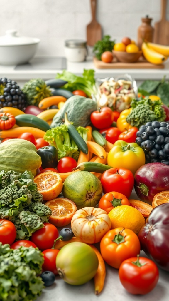 A vibrant assortment of fruits and vegetables rich in antioxidants.