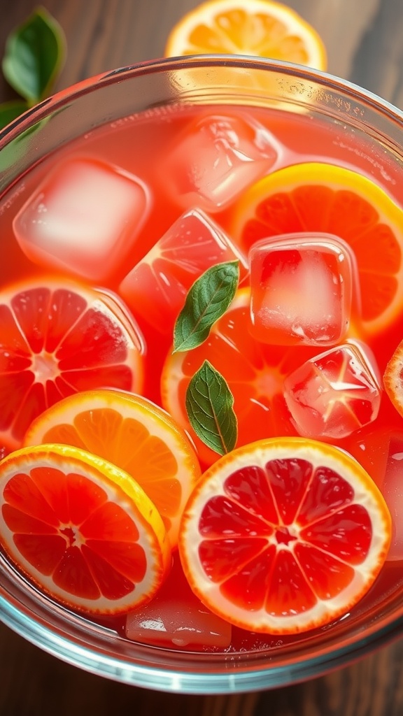 A vibrant citrus fruit punch with slices of oranges and lemons.