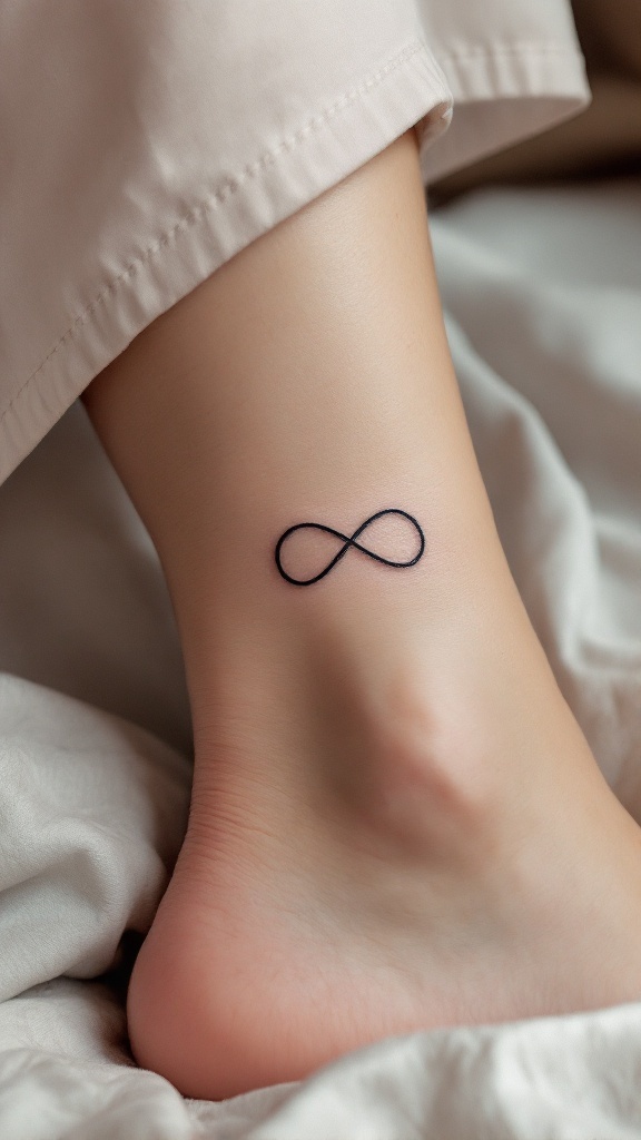 Tiny infinity symbol tattoo on ankle