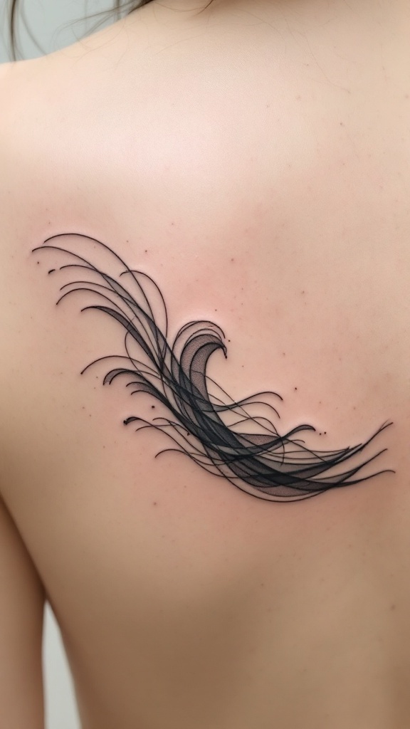 Abstract wave tattoo on the back