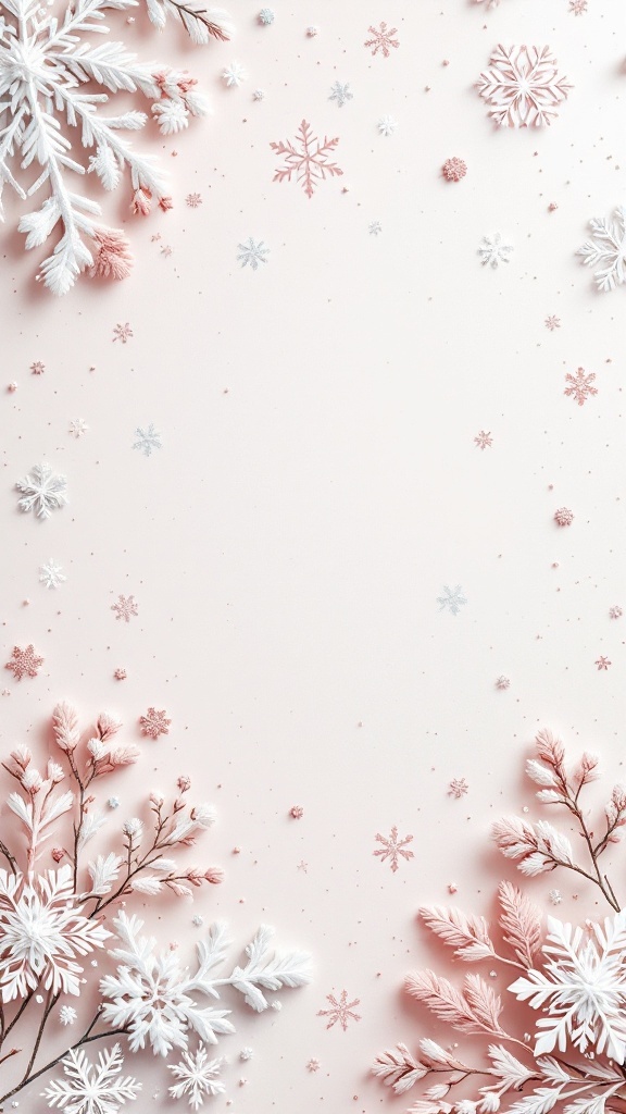 Decorative arrangement featuring snowflakes and winter motifs on a soft background
