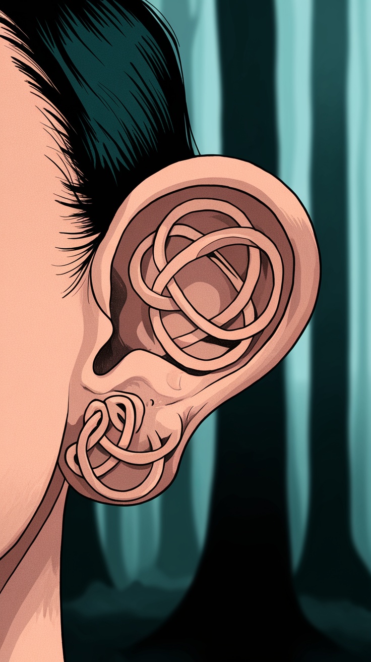 A close-up of a person's ear showcasing an intricate Celtic knot tattoo.