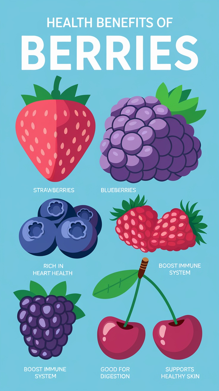 Nutritional benefits of various berries illustrated