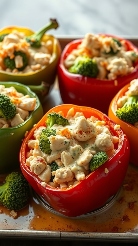 Cheesy Chicken and Broccoli Stuffed Peppers