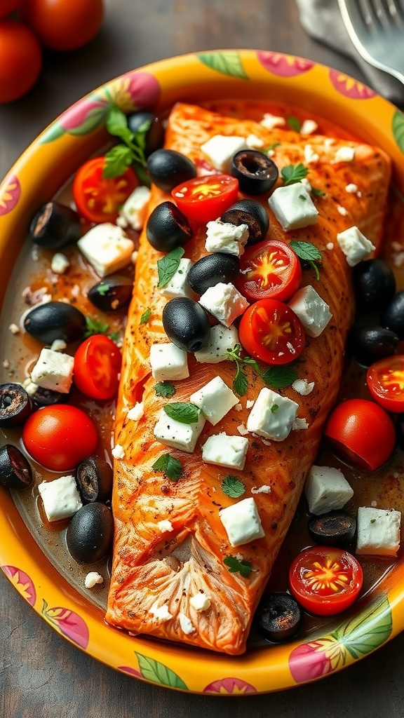 Mediterranean Baked Salmon with Olives and Tomatoes