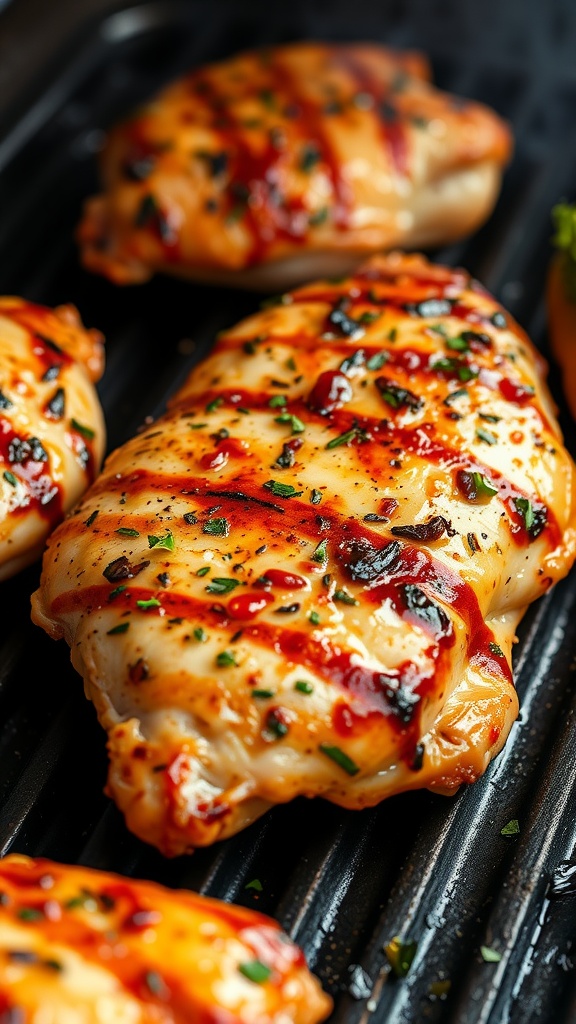 Savory grilled chicken preparation for a salad wrap.