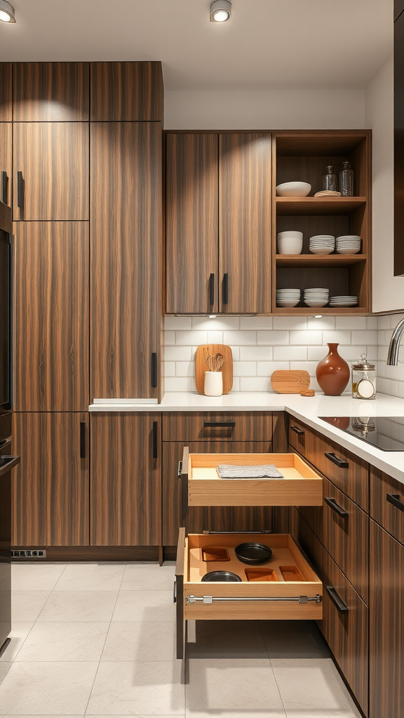 Modern kitchen with stylish cabinets and smart storage solutions