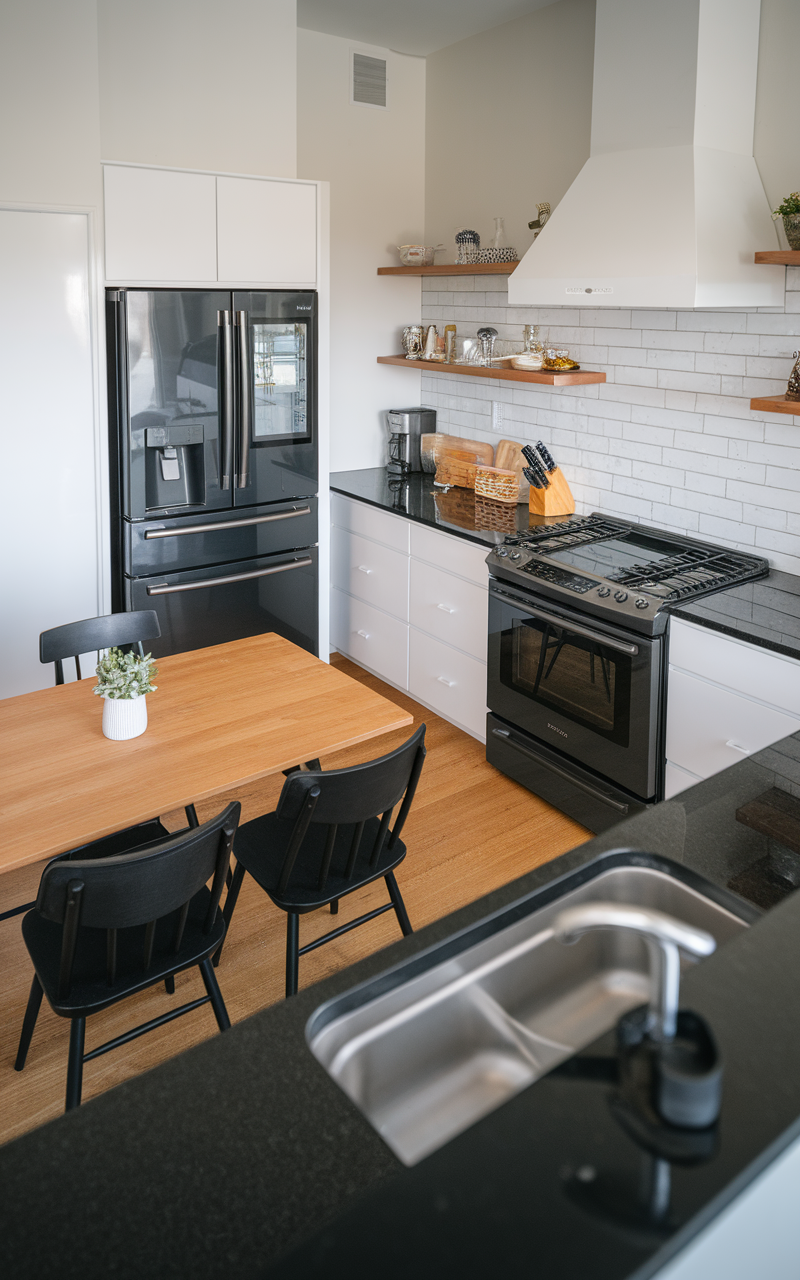 Modern kitchen featuring smart appliances and stylish decor