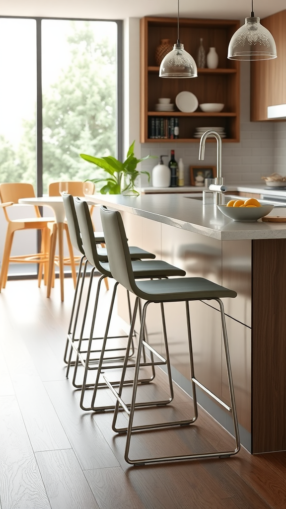 Stylish bar stools in a modern kitchen setting.