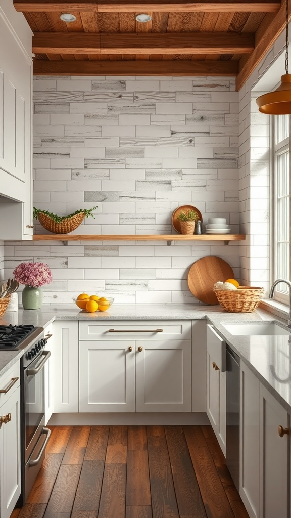 Stylish kitchen with textured wall treatment, showcasing a modern design