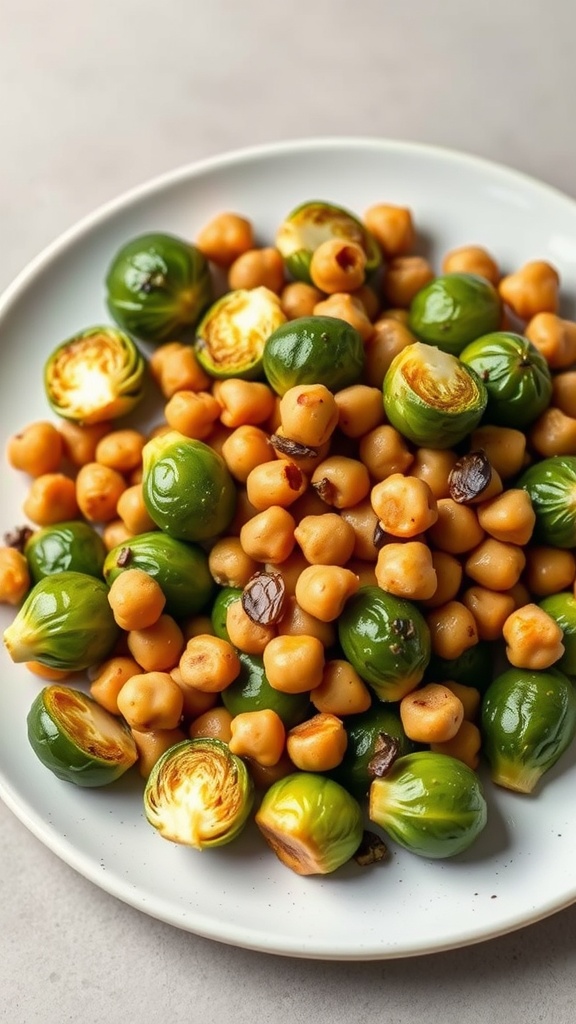 33 High-Fiber High-Protein Meals for Ultimate Satiety 32 A plate of roasted Brussels sprouts with chickpeas