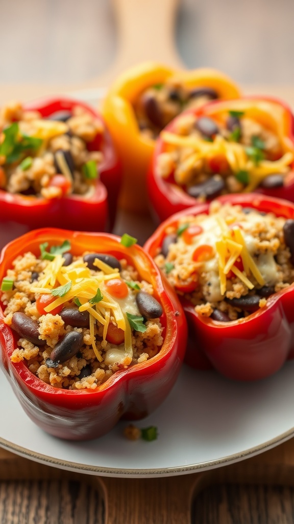 33 High-Fiber High-Protein Meals for Ultimate Satiety 4 Stuffed bell peppers filled with quinoa, black beans, and cheese.