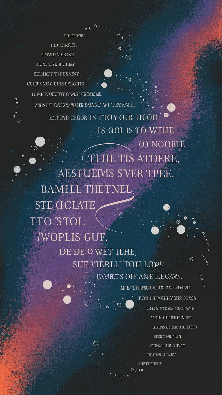 A colorful wallpaper design featuring inspirational quotes and decorative typography.