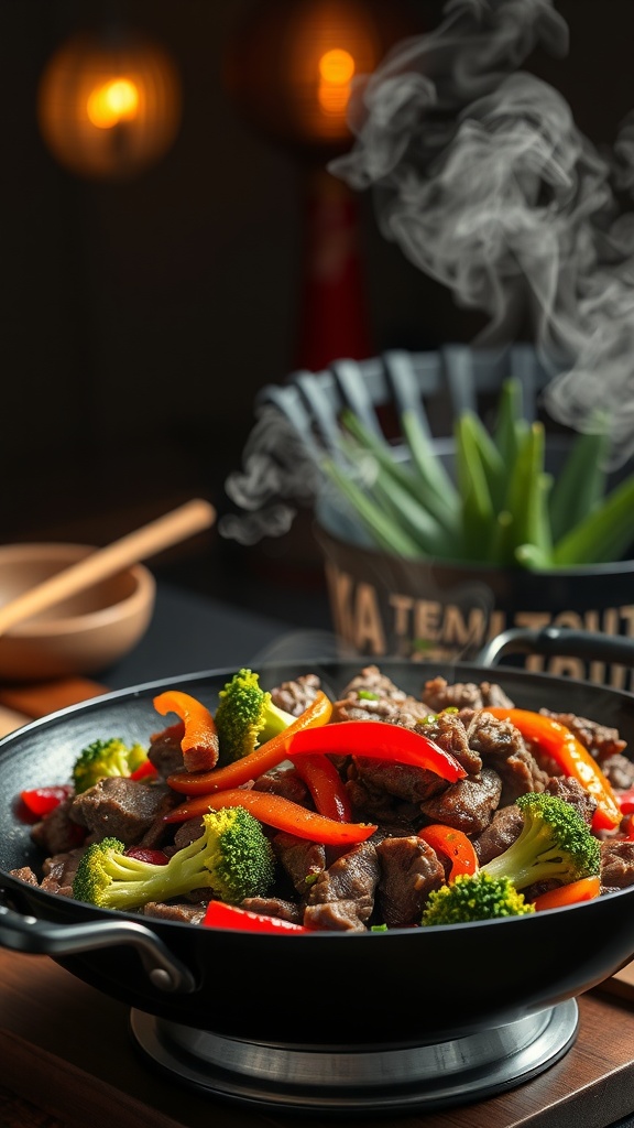 A delicious beef stir-fry with broccoli and bell peppers