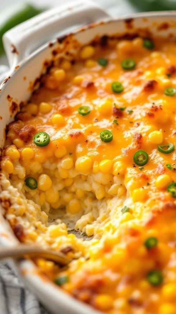 Cheesy Corn Casserole with Jalapeños