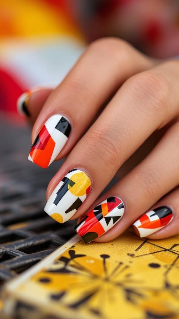 Colorful nail art pens with geometric designs