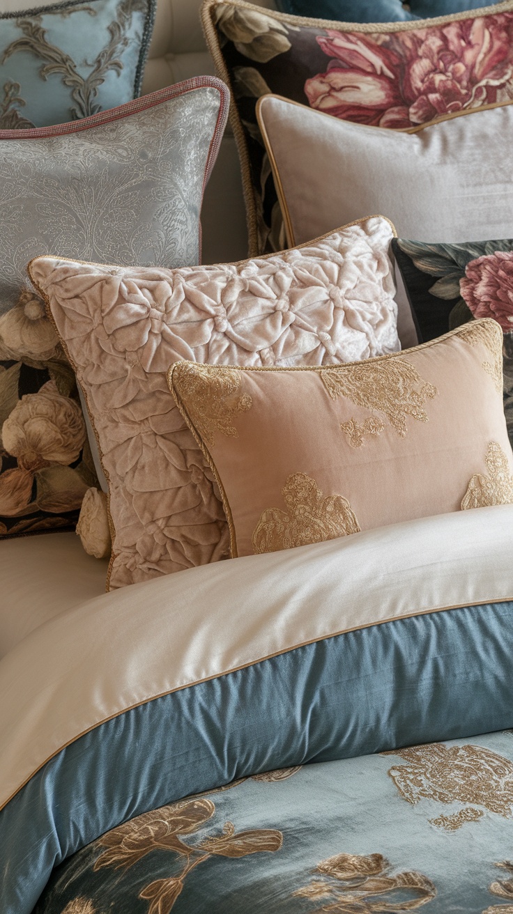 Luxurious bedding featuring soft pillows and smooth sheets in pastel colors