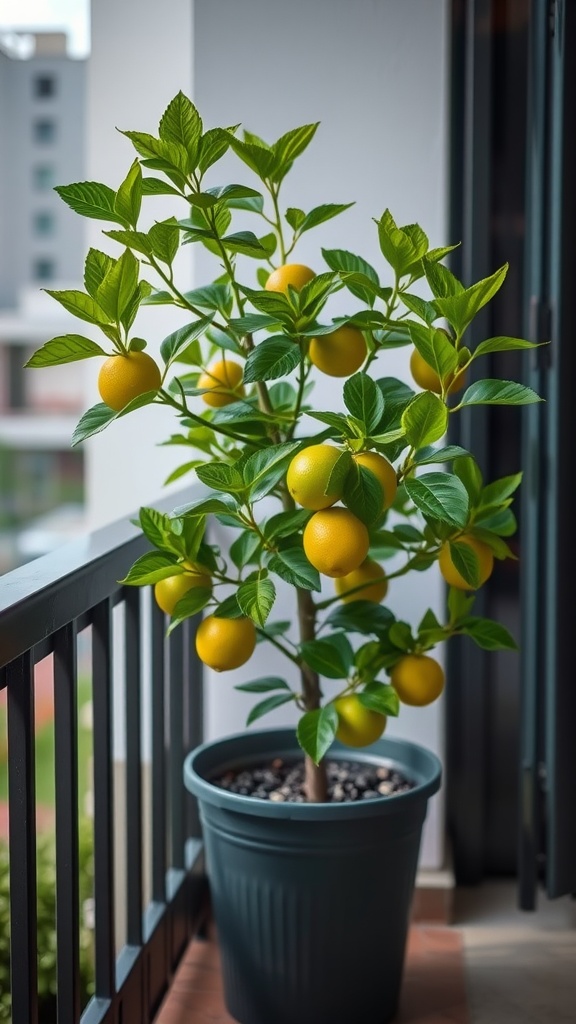 A lime tree in a pot filled with ripe limes.