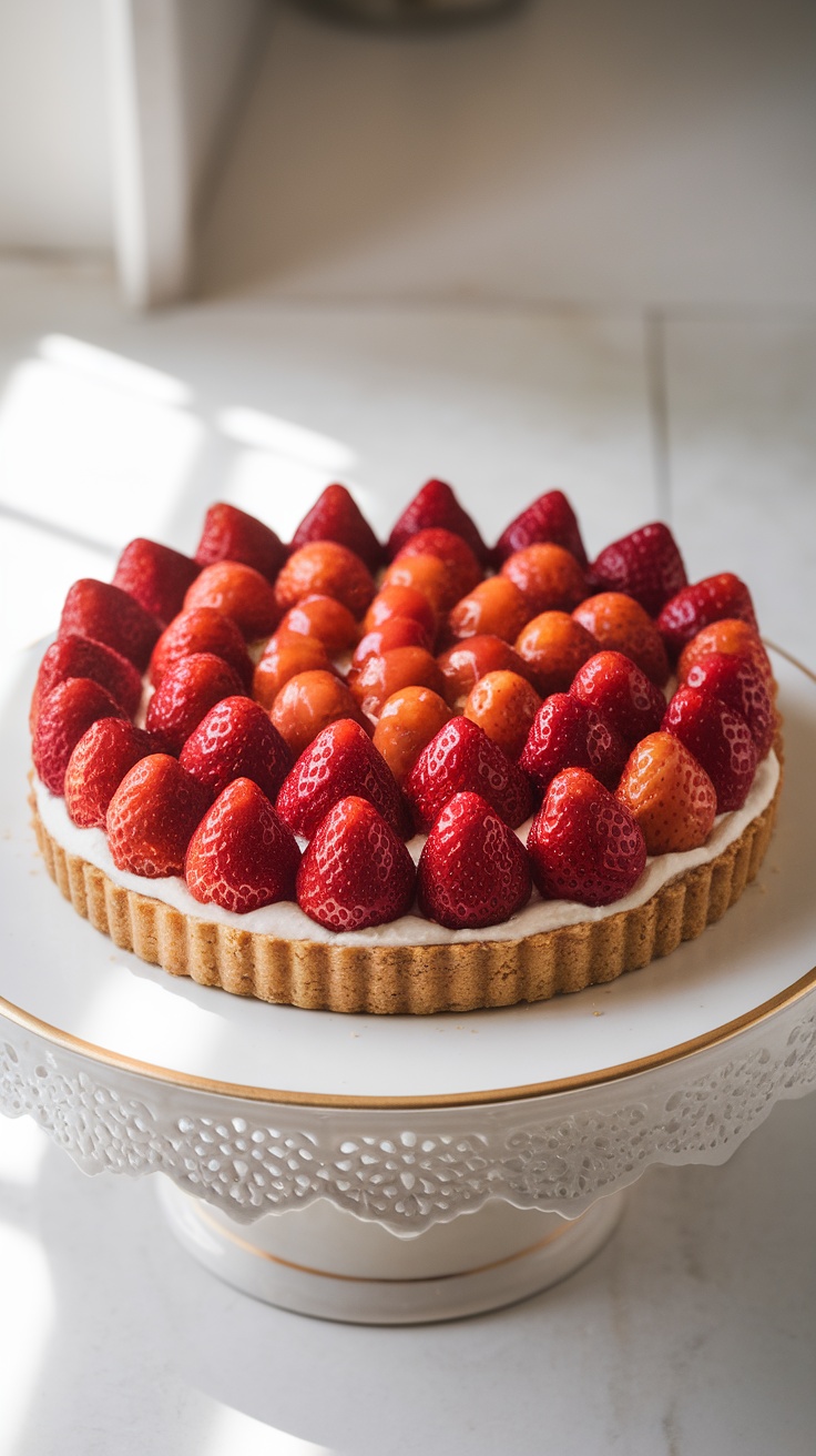 Delicious strawberry tart with almond crust