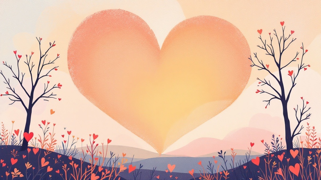 A picturesque landscape featuring heart shapes, symbolizing love and soulmate connections.