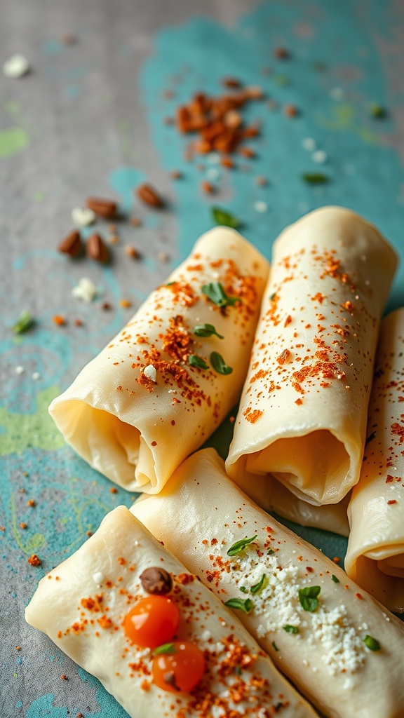 Cheese wraps with spices and toppings